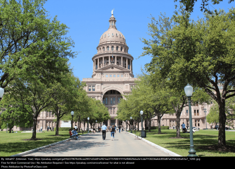 A photo of the Texas State Capitol