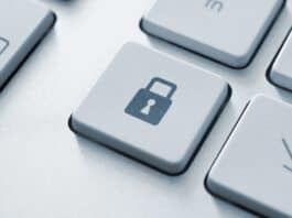 A lock button on a computer keyboard